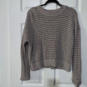 Gray Chunky Knit Crew Neck Sweater